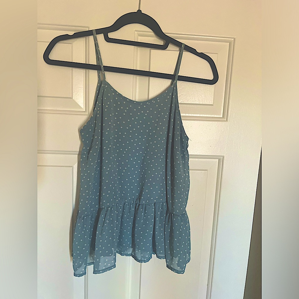 Beautiful blue and white polka dot top